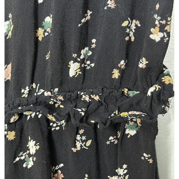 Zara Dark Floral Midi Dress Medium Black Ruffle Whimsigoth Fairy Dark Romantic - Picture 7 of 10